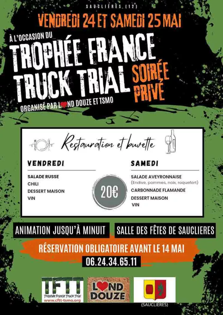 Trophée de France Truck trial les 24 et 25 mai 2025 à Sauclières Trophée de France Truck trial les 23 et 24 mai 2025 à Sauclières