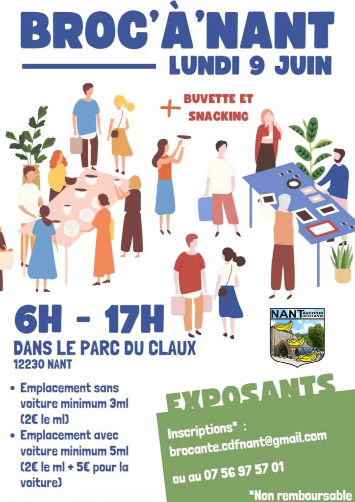 Brocante vide-grenier à Nant Aveyron le 9 juin 2025