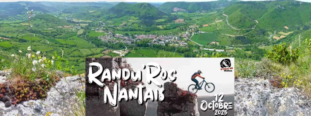 Course VTT sur les chemins aux alentours du village de Nant en Aveyron