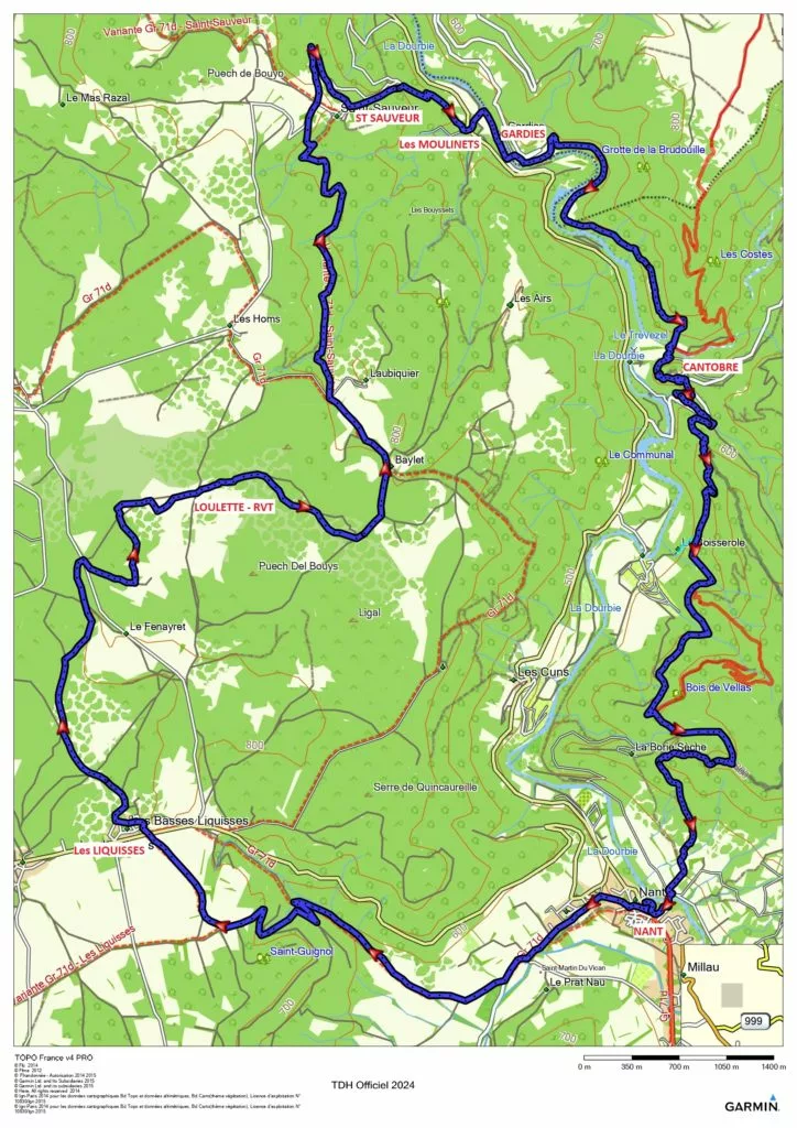 Plan de la course de trail Larzac-Dourbie à Nant Aveyron Plan de la course de trail Larzac-Dourbie à Nant Aveyron