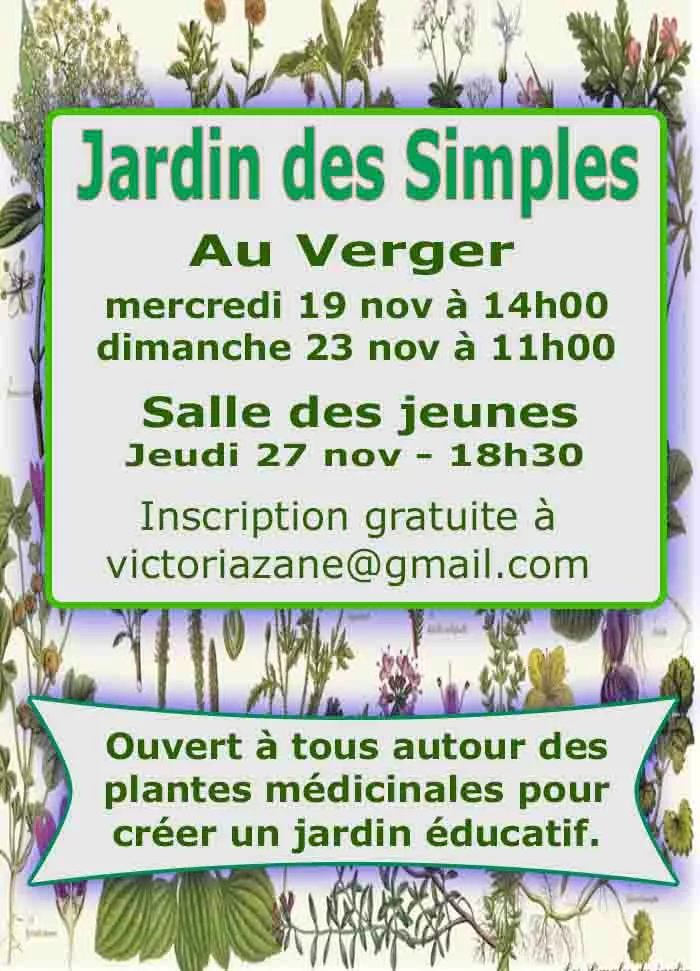 Rendez vous des membres et intéressés du jardin des simples à Nant