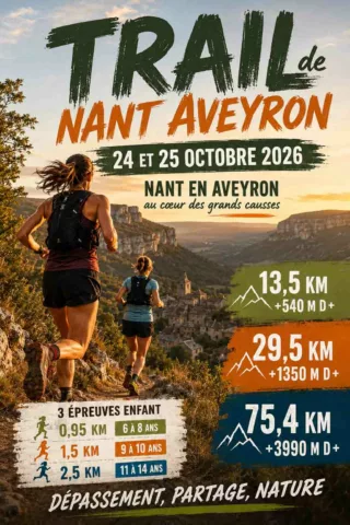 Trail des Hospitaliers à nant les 24 et 25 octobre 2026 avec trois courses pour les enfants et trois courses pour les adultes