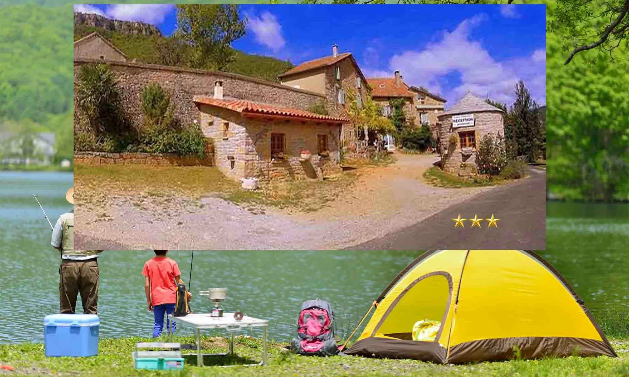 Camping à Nant, le Roc qui parle, dans la vallée de la Dourbie entre causse du Larzac et causse Bégon juste avant les Cévennes.