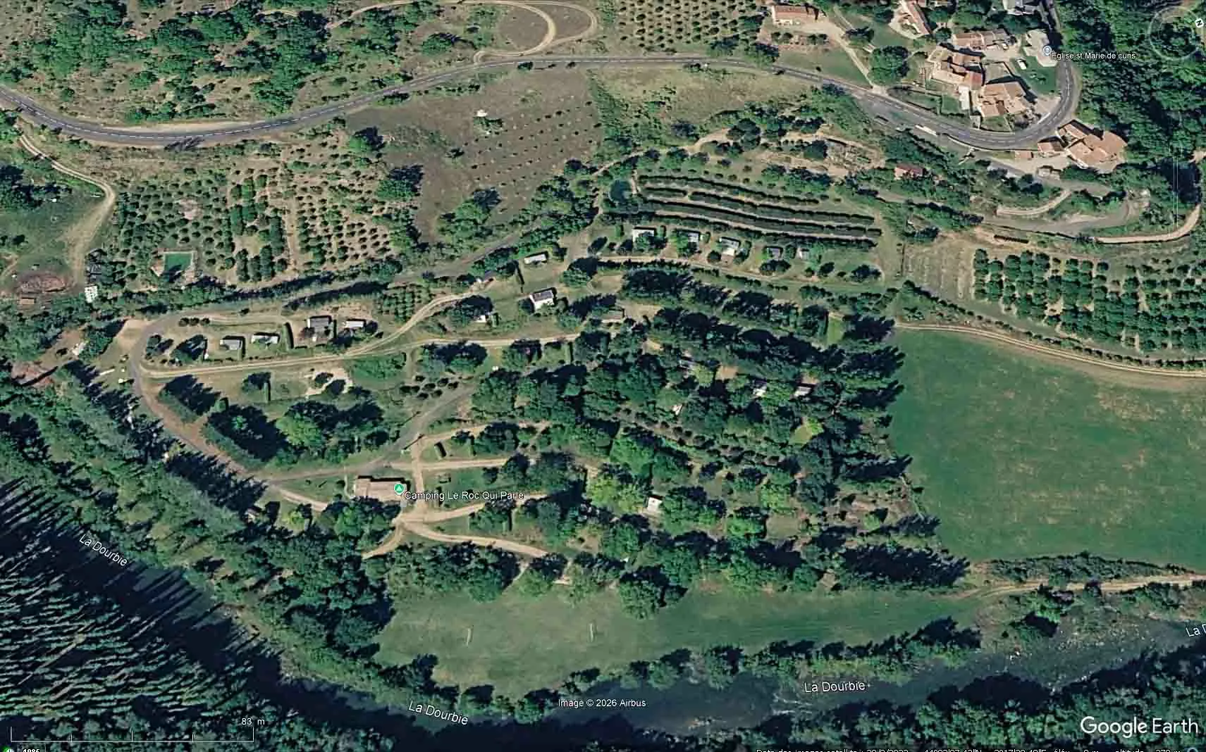 Le Roc qui parle sur 4 hectares et demi vu du ciel