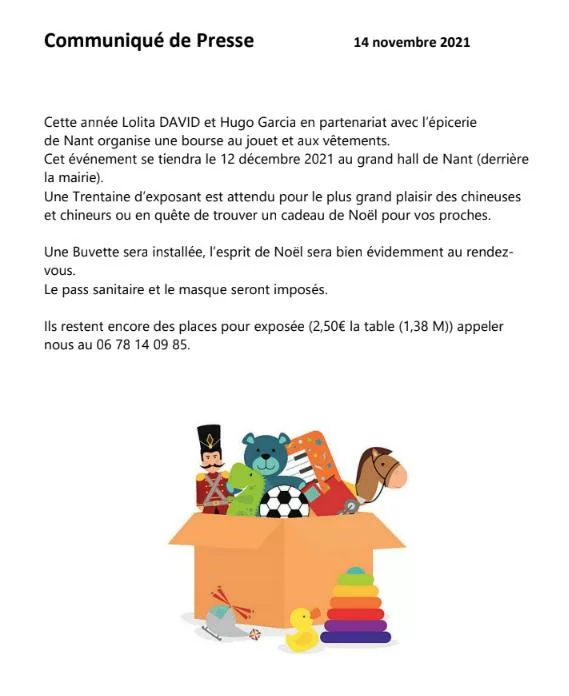 Épicerie à Nant pour la bourse jouet Nant